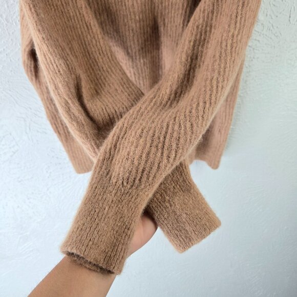 Everlane Pullover Sweater Tan Ribbed Alpaca Merino Wool Cozy Minimalist Preppy - Picture 6 of 13